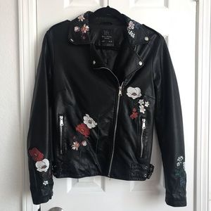 LEFTIES floral faux leather jacket size medium